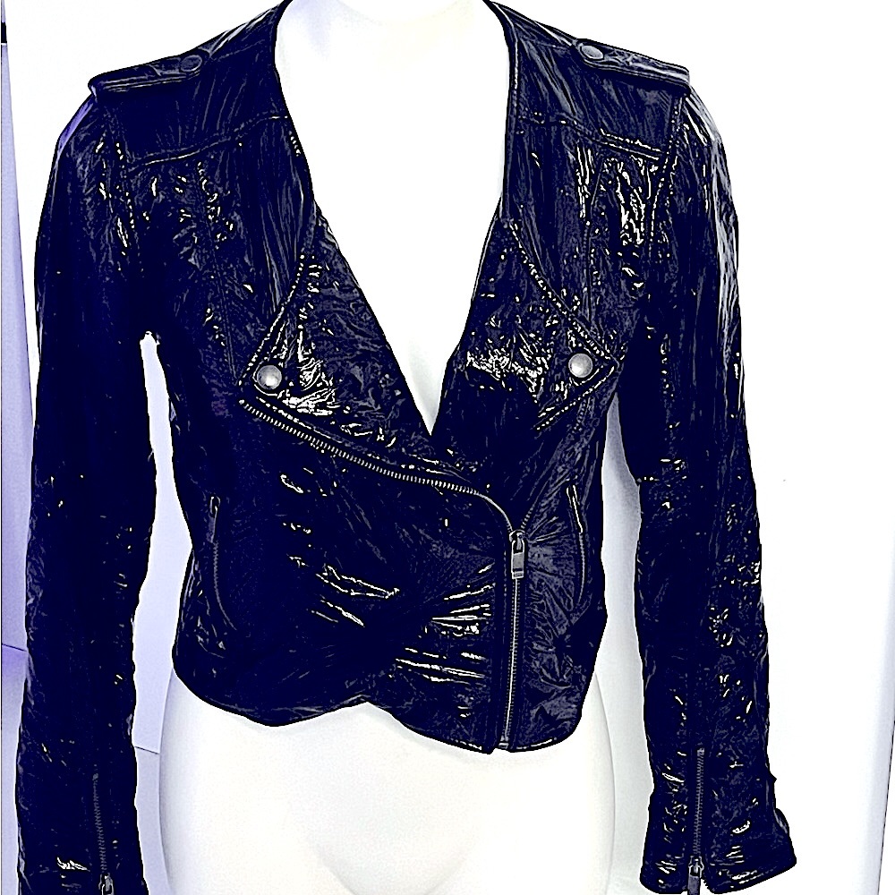 AS by DF Black Recycled Leather Crop ped Jacket